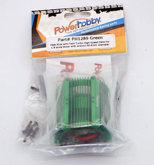Powerhobby Heat Sink w Twin Turbo High Speed Cooling Fans 1/8 Motors Green