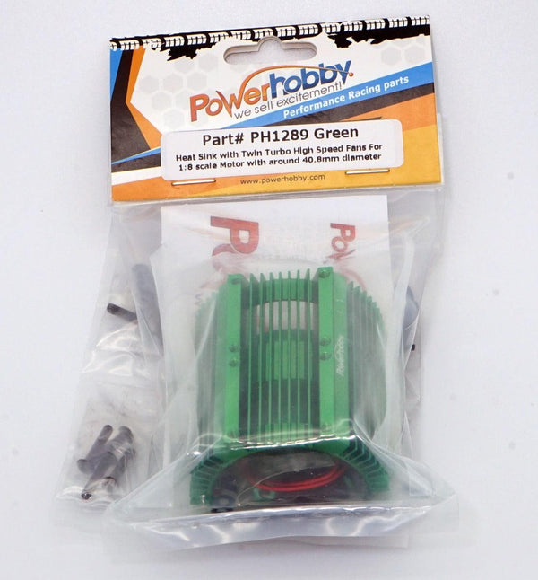 Powerhobby Heat Sink w Twin Turbo High Speed Cooling Fans 1/8 Motors Green