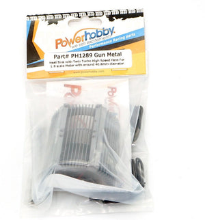 Powerhobby Heat Sink w Twin Turbo High Speed Cooling Fans 1/8 Motors GunMetal