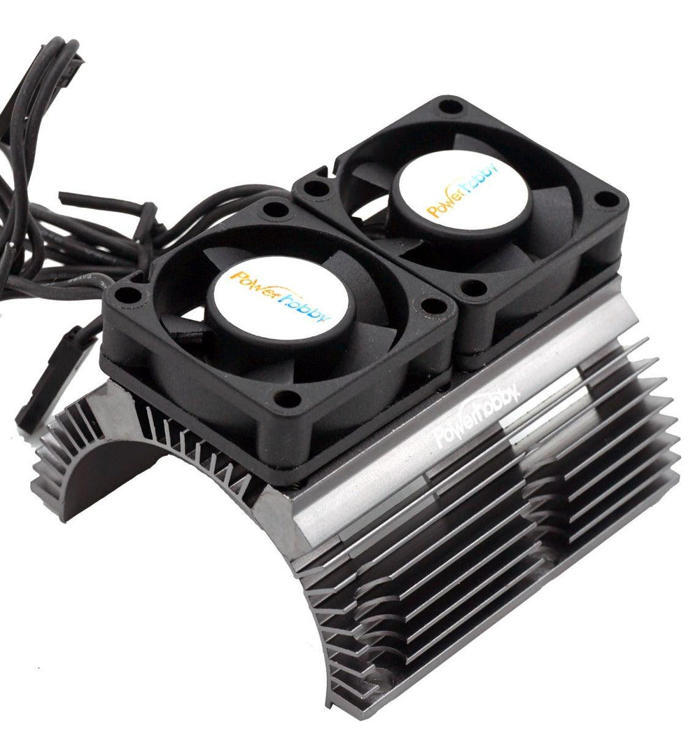 Powerhobby Heat Sink w Twin Turbo High Speed Cooling Fans 1/8 Motors GunMetal