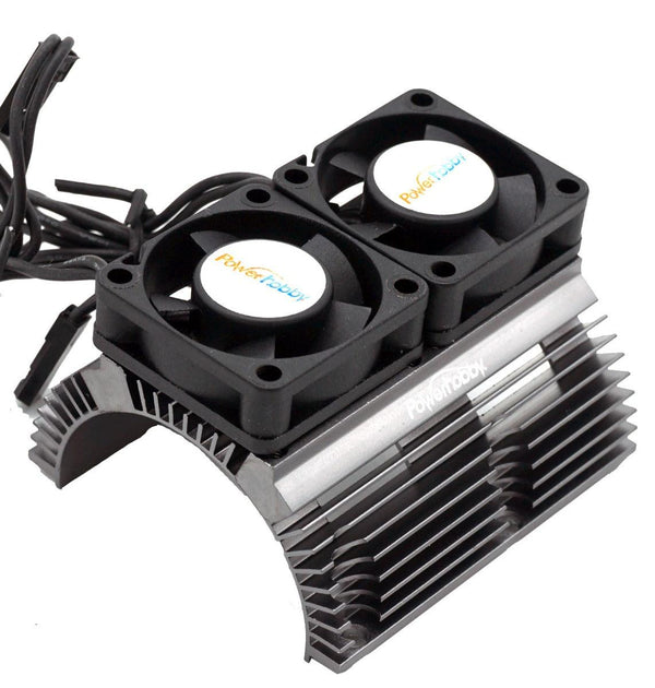 Powerhobby Heat Sink w Twin Turbo High Speed Cooling Fans 1/8 Motors GunMetal