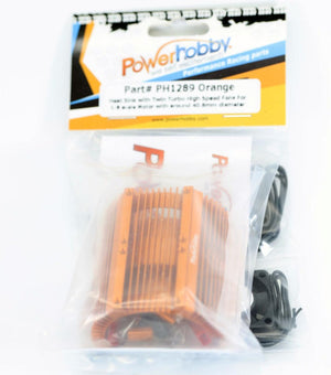Powerhobby Heat Sink w Twin Turbo High Speed Cooling Fans 1/8 Motors Orange