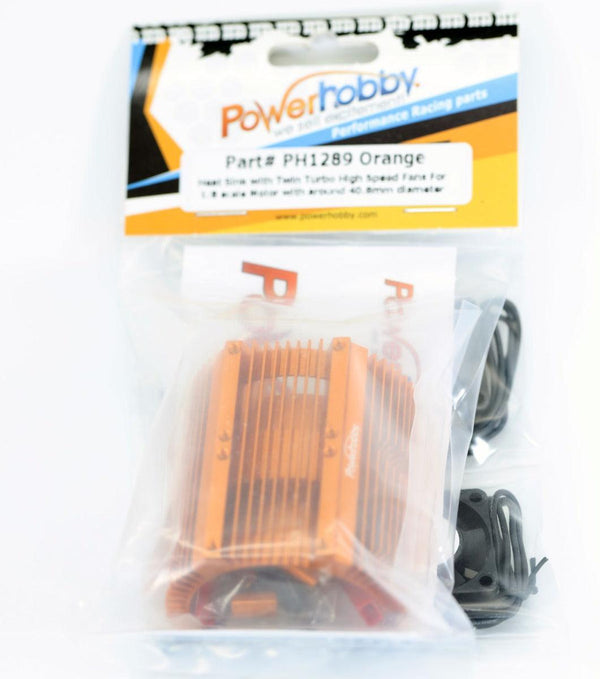 Powerhobby Heat Sink w Twin Turbo High Speed Cooling Fans 1/8 Motors Orange