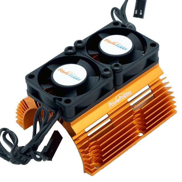 Powerhobby Heat Sink w Twin Turbo High Speed Cooling Fans 1/8 Motors Orange