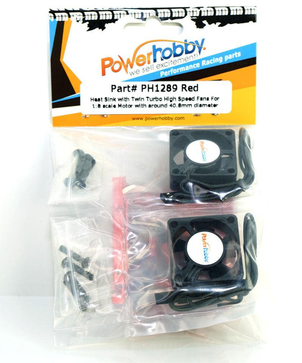 Powerhobby Heat Sink w Twin Turbo High Speed Cooling Fans 1/8 Motors RED
