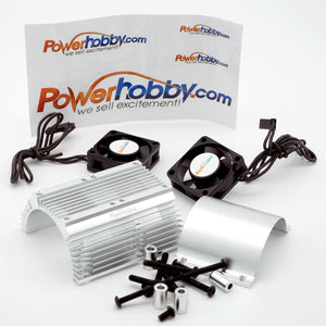 Powerhobby Heat Sink w Twin Turbo High Speed Cooling Fans 1/8 Motors Silver