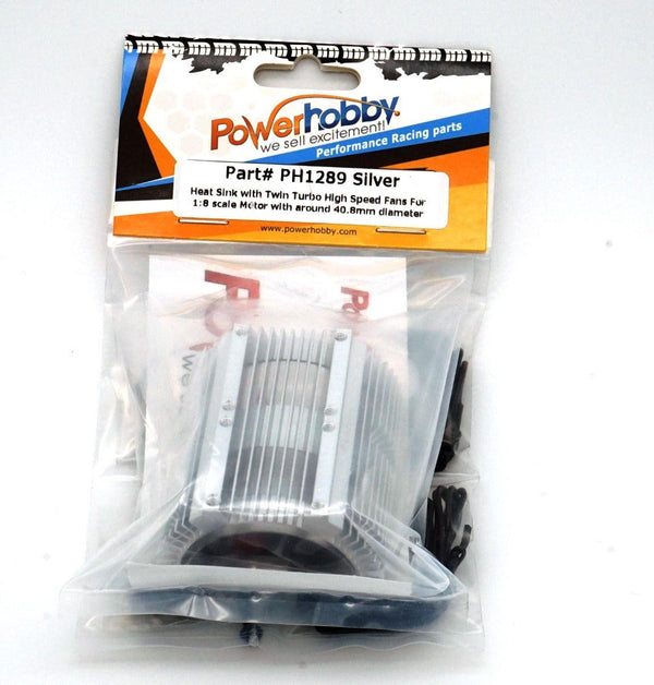 Powerhobby Heat Sink w Twin Turbo High Speed Cooling Fans 1/8 Motors Silver