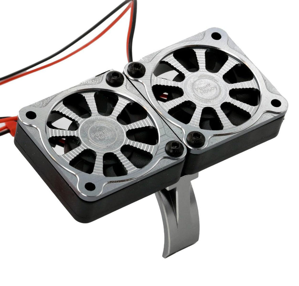 Powerhobby 1/8 Aluminum Heatsink 40mm Dual High Speed Cooling Fans Cover Gunmetal
