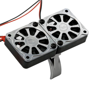 Powerhobby 1/8 Aluminum Heatsink 40mm Dual High Speed Cooling Fans Cover Gunmetal