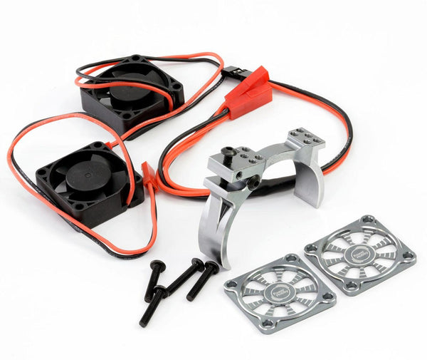 Powerhobby 1/10 Car Aluminum Heatsink 30mm Twin Turbo Cooling Fans Mount Gun