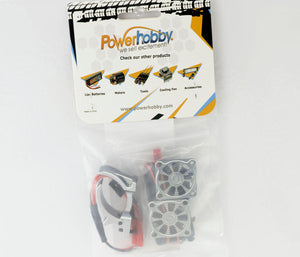 Powerhobby 1/10 Aluminum Heatsink Mount 30mm Twin Turbo Cooling Fans 28K Gunmetal