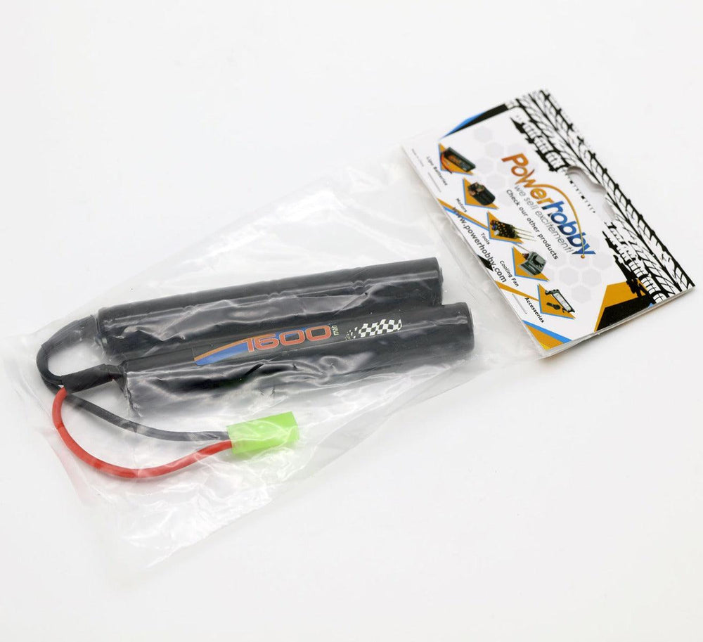Powerhobby 9.6V 1600mAh Airsoft Battery NiMH Butterfly Battery Pack w/ Mini Tamiya