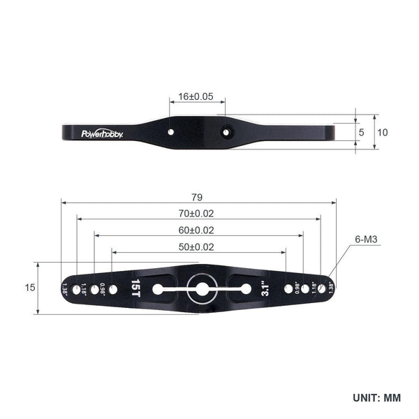Powerhobby 15T Spline Aluminum Double Horn Arm For 1/5 scale Servo
