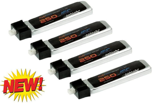 Powerhobby 1S 3.7V 250Mah 45C Lipo Battery 4 Pack