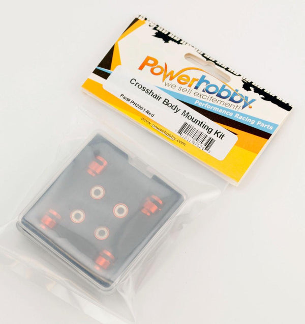 Powerhobby 1/10 Car Crosshair Magnetic Body Mount / Mounting Kit On-Road Red