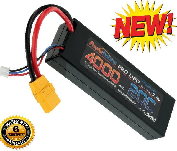 PowerHobby 2S 7.4V 4000mAh 20C Lipo Battery Pack w XT90 Plug Hard Case
