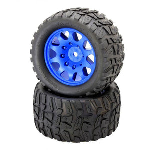 Powerhobby Raptor XL Belted Tires Viper Wheels (4) Arrma Kraton Outcast 8S BLUE