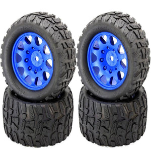 Powerhobby Raptor XL Belted Tires / Viper Wheels (4) FOR Traxxas X-Maxx BLUE