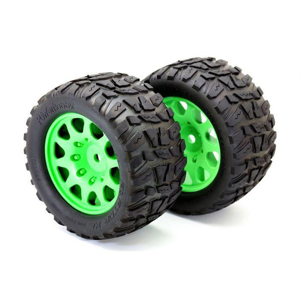 Powerhobby Raptor XL Belted Tires Viper Wheels (4) Arrma Kraton Outcast 8S GREEN