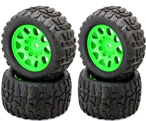 Powerhobby Raptor XL Belted Tires / Viper Wheels (4) FOR Traxxas X-Maxx GREEN