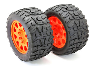 Powerhobby Raptor XL Belted Tires Viper Wheels (4) FOR Traxxas X-Maxx 8S ORANGE