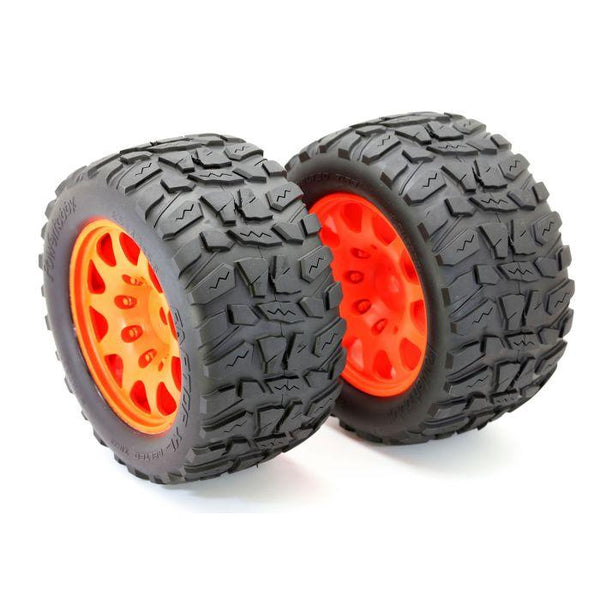 Powerhobby Raptor XL Belted Tires Viper Wheels 4 Arrma Kraton Outcast 8S Orange