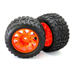 Powerhobby Raptor XL Belted Tires Viper Wheels 4 Arrma Kraton Outcast 8S Orange