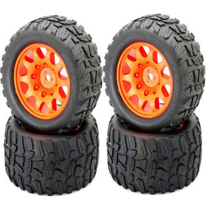 Powerhobby Raptor XL Belted Tires Viper Wheels 4 Arrma Kraton Outcast 8S Orange
