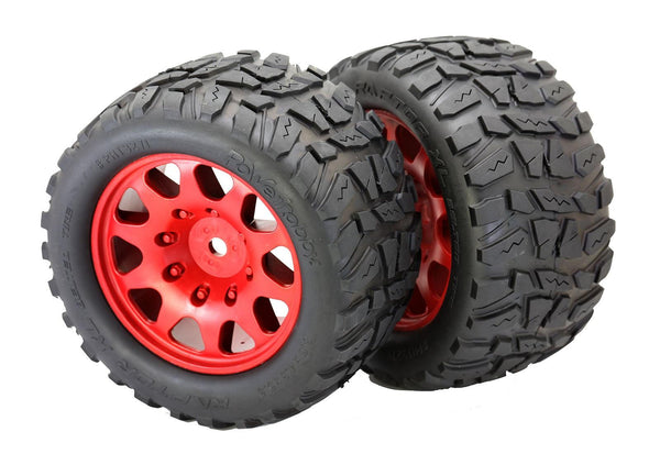 Powerhobby Raptor XL Belted Tires / Viper Wheels (4) FOR Traxxas X-Maxx RED