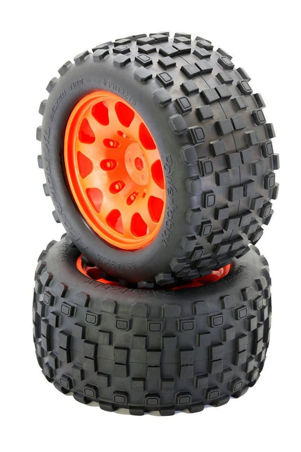 Powerhobby SCORPION XL Belted Tires / Viper Wheels (4) FOR Traxxas X-Maxx ORANGE - Echo Six Hobbies