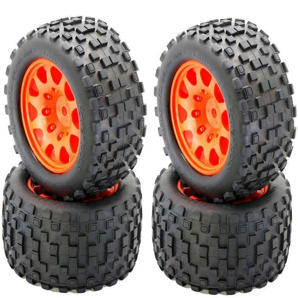 Powerhobby SCORPION XL Belted Tires / Viper Wheels (4) FOR Traxxas X-Maxx ORANGE - Echo Six Hobbies