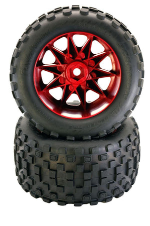 Powerhobby SCORPION XL Belted Tires / Viper Wheels (4) FOR Traxxas X-Maxx RED