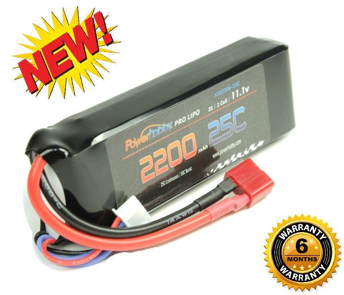 Powerhobby 3S 11.1V 2200mAh 25C Lipo Battery Pack w Deans Plug