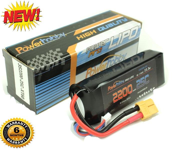 Powerhobby 3S 11.1V 2200mAh 25C Lipo Battery Pack w Xt60 Plug