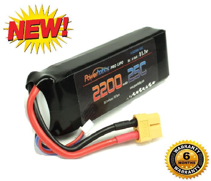 Powerhobby 3S 11.1V 2200mAh 25C Lipo Battery Pack w Xt60 Plug