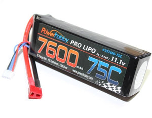 Powerhobby 3S 11.1V 7600mAh 75C Lipo Battery Soft Case w Deans Plugs 3-Cell