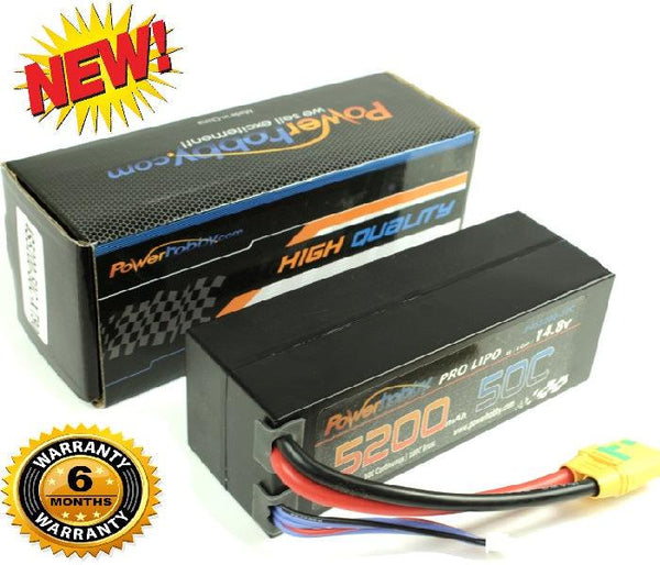 Powerhobby 4S 5200mAh 50C-100C Lipo Battery Hard Case XT90 Anti-Spark Plug