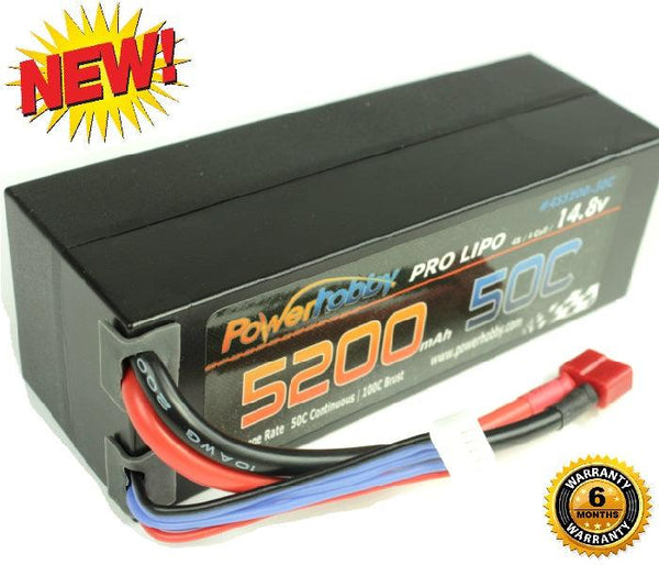 Powerhobby 4S 5200mAh 50C-100 Lipo Battery HardCase w Deans Plugs