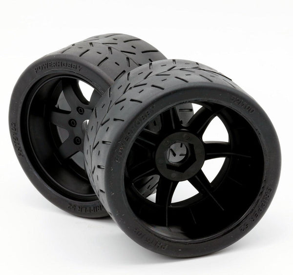 Powerhobby 1/8 Gripper 54/100 Belted Mounted Tires 17mm Black Wheels