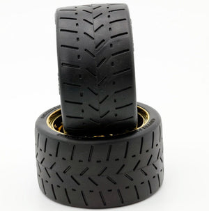 Powerhobby 1/8 Gripper 54/100 Belted Mounted Tires 17mm Gold Wheels