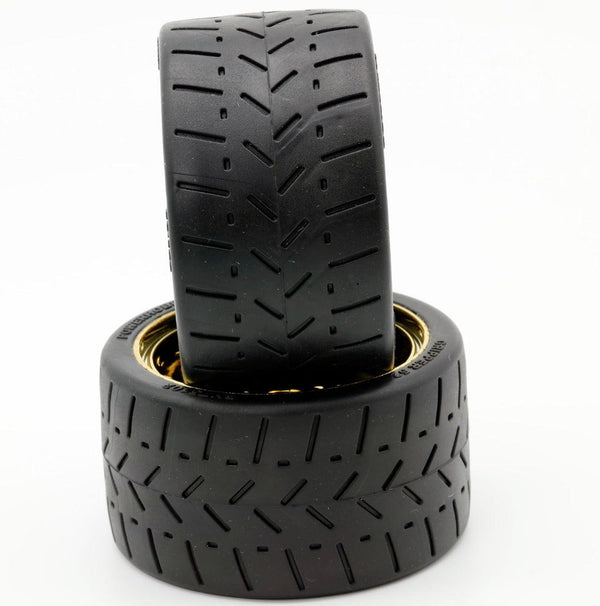 Powerhobby 1/8 Gripper 54/100 Belted Mounted Tires 17mm Gold Wheels