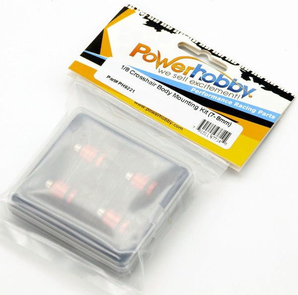 Powerhobby 1/8 Car Crosshair Magnetic Body Mount / Mounting Kit On-Road Red