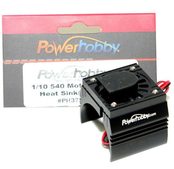 Powerhobby Aluminum Motor Heatsink Cooling Fan 1/10 540 / 550 Size Motor Black