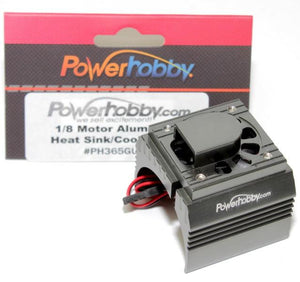 Powerhobby Aluminum Motor Heatsink + Cooling Fan For 1/8 Size Motors Gun