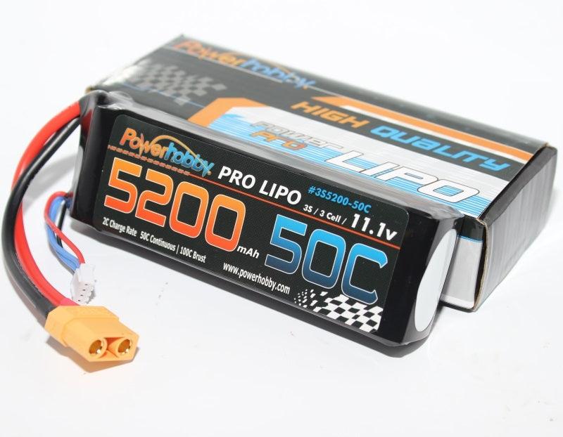 PowerHobby 3S 11.1V 5200mAh 50C Lipo Battery Pack w XT60 Connector / Plug 3-Cell