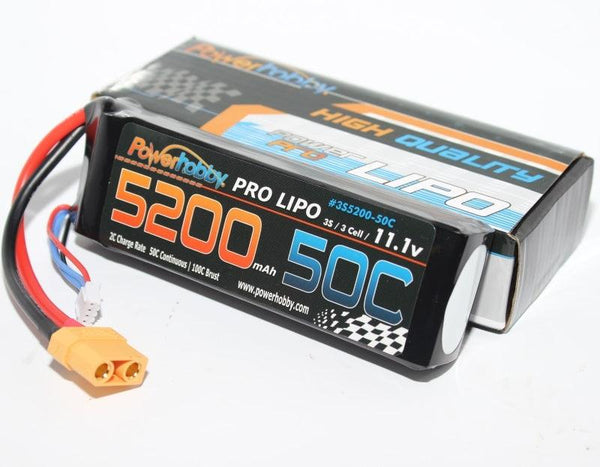 PowerHobby 3S 11.1V 5200mAh 50C Lipo Battery Pack w XT60 Connector / Plug 3-Cell