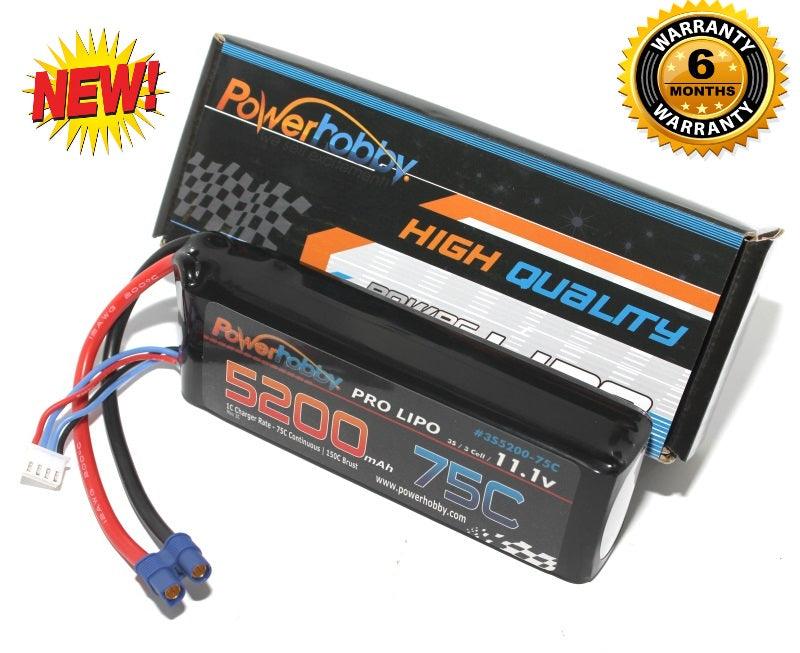 PowerHobby 3S 11.1V 5200mAh 75C Lipo Battery Pack w EC3 : ECX