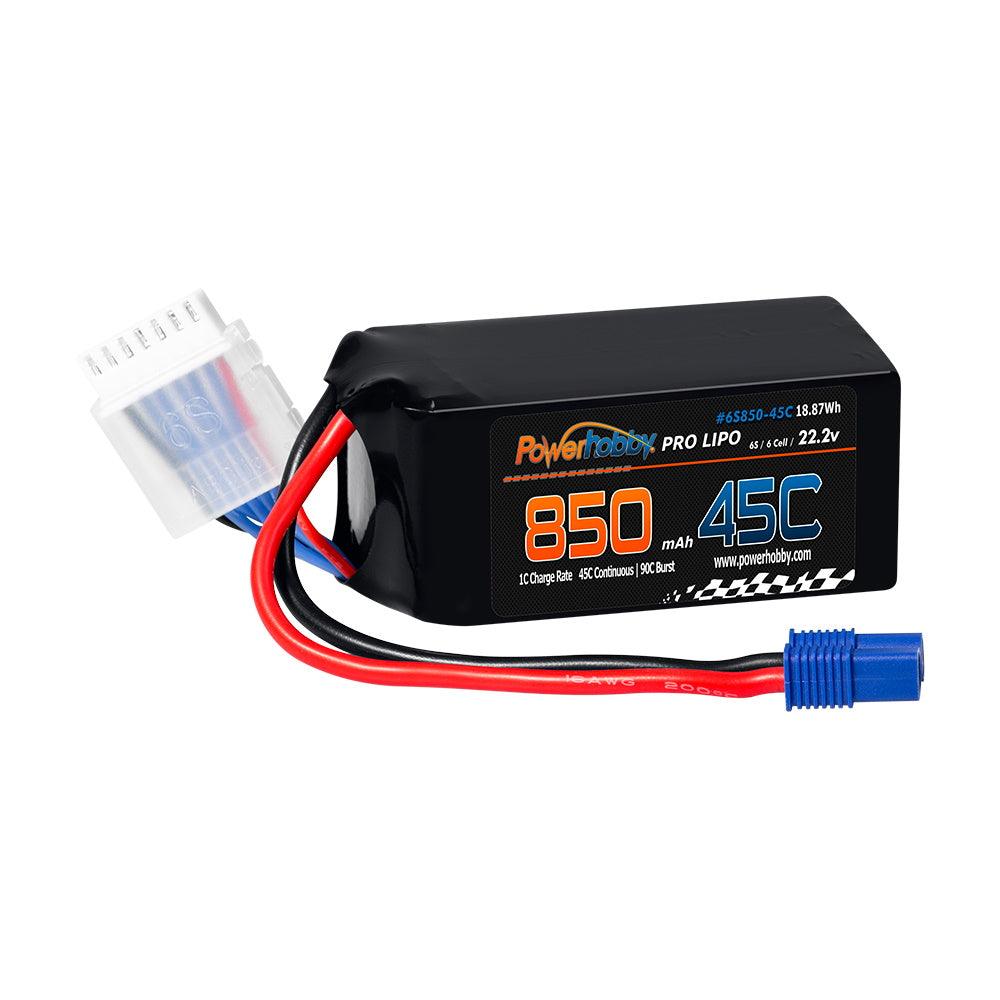 Powerhobby 6S 22.2V 850mAh 45C Lipo Battery Soft Case 6-Cell w EC3 Connector