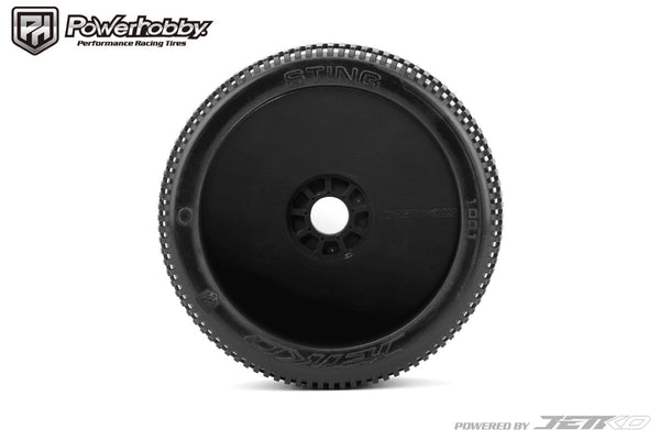 Powerhobby Sting 1/8 Buggy Mounted Tires Black Wheels (2) Ultra Soft
