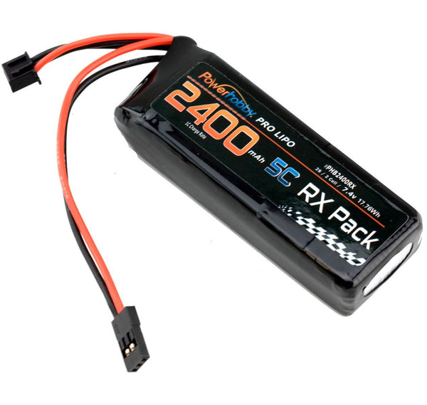 Powerhobby 2S 7.4V 2400mAh 5C RX Receiver Lipo Battery Pack Servo Connector